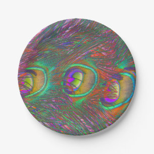 Christmas Tinsel Peacock Feathers Pappteller