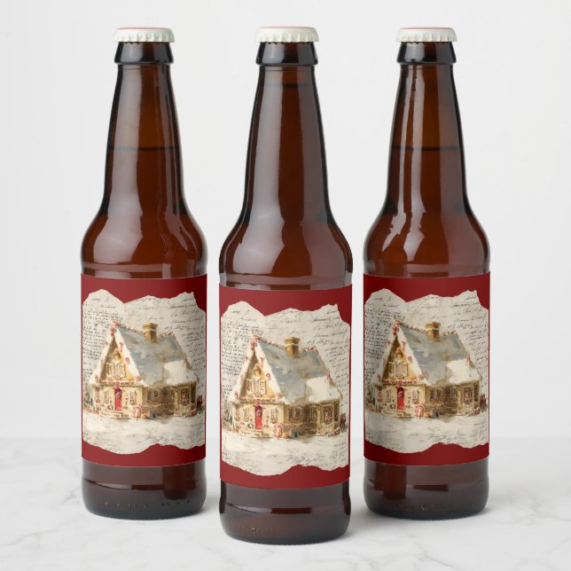 Christmas toile Santa  Bierflaschenetikett (Flaschen)