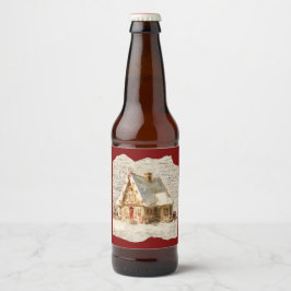 Christmas toile Santa Bierflaschenetikett
