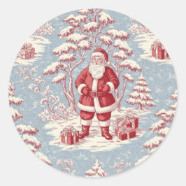 Christmas toile Santa  Runder Aufkleber