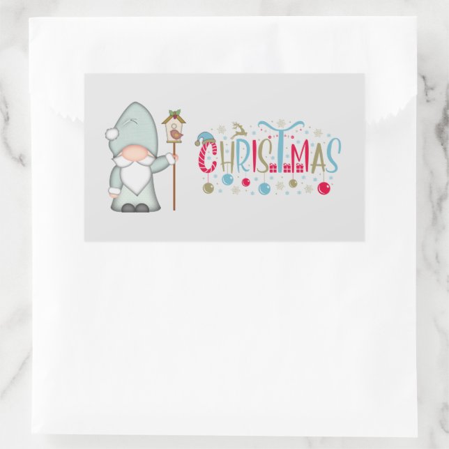 Christmas Tomte Gnome Rechteckiger Aufkleber (Tasche)