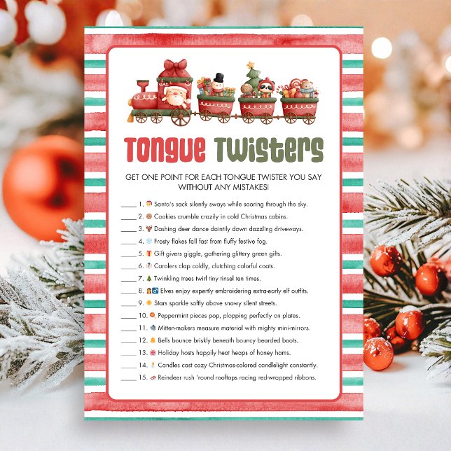 Christmas Tongue Twister Game Feiertagskarte (Christmas Game Card)