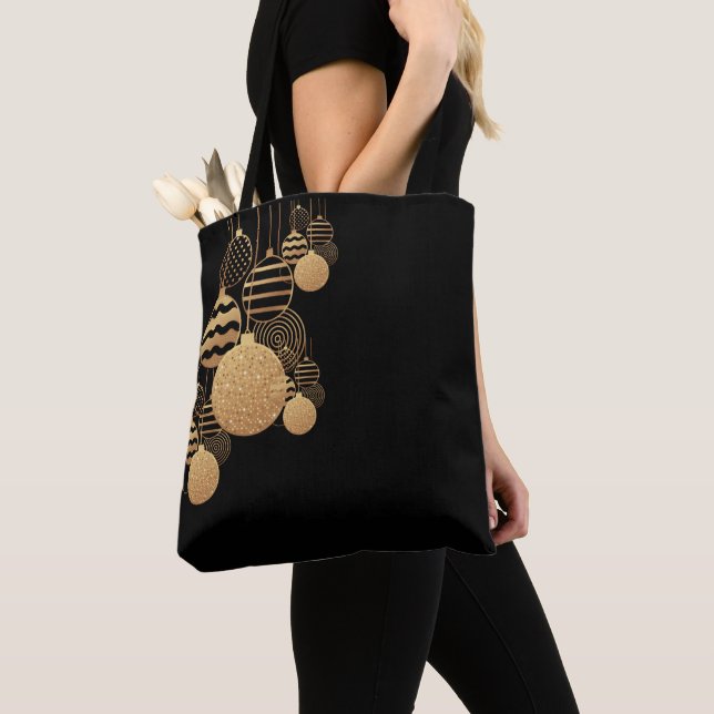 Christmas tote bag with baubles - black background tasche (Von Nahem)