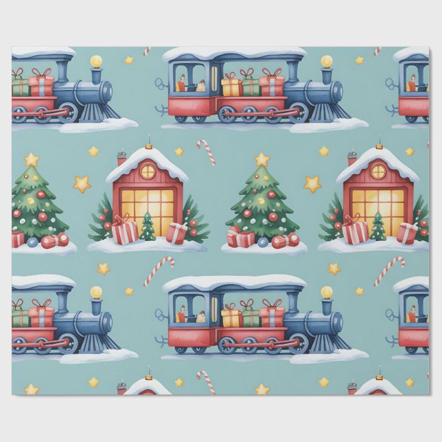 Christmas Toyland & Trains Wrapping Paper for Kids Geschenkpapier (Flach)
