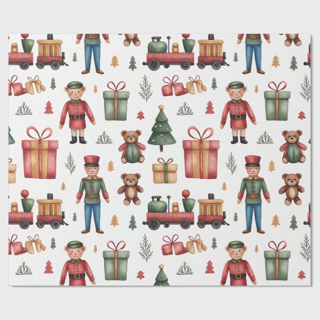 Christmas Toyland & Trains Wrapping Paper for Kids Geschenkpapier (Flach)