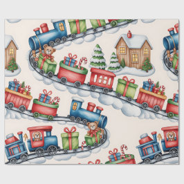 Christmas Toyland & Trains Wrapping Paper for Kids Geschenkpapier