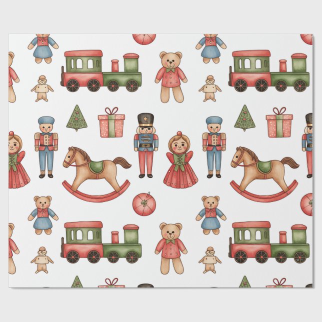 Christmas Toyland & Trains Wrapping Paper for Kids Geschenkpapier (Flach)