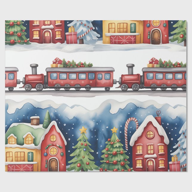 Christmas Toyland & Trains Wrapping Paper for Kids Geschenkpapier (Flach)