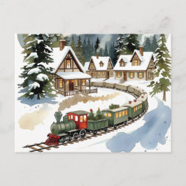 Christmas Train Around Cozy Chalet Village Postkarte