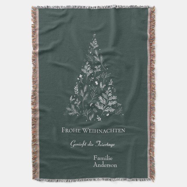 Christmas Tree and Greetings on Green Decke (Vorderseite Vertikal)