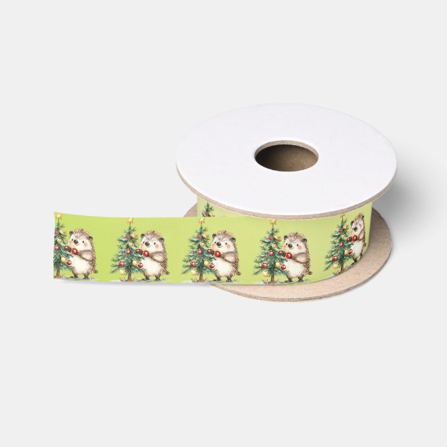 Christmas Tree and Hedgehog Satinband (Spule)