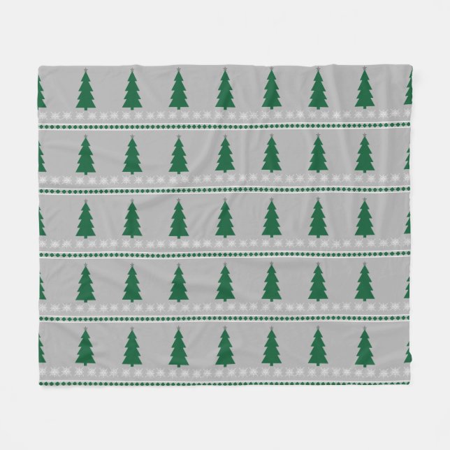 Christmas Tree and Snowflakes Pattern, Fleecedecke (Vorderseite (Horizontal))