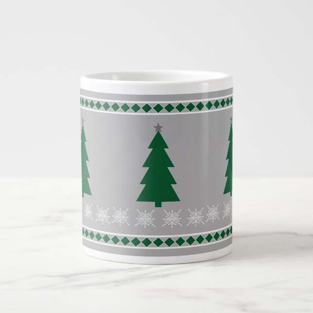 Christmas Tree and Snowflakes Pattern, Jumbo-Tasse (Vorderseite)