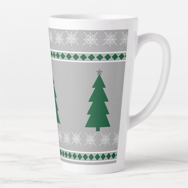 Christmas Tree and Snowflakes Pattern, Milchtasse (Rechts)