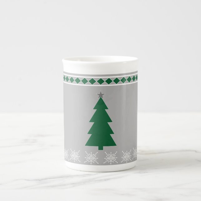 Christmas Tree and Snowflakes Pattern, Prozellantasse (Vorderseite)