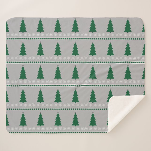 Christmas Tree and Snowflakes Pattern, Sherpadecke (Vorderseite (Horizontal))