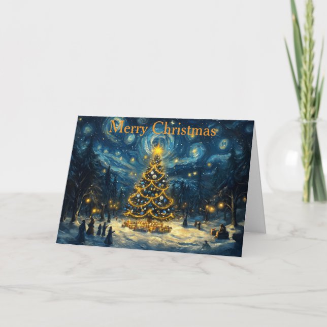 Christmas Tree at Christmas Feiertagskarte (Vorderseite)