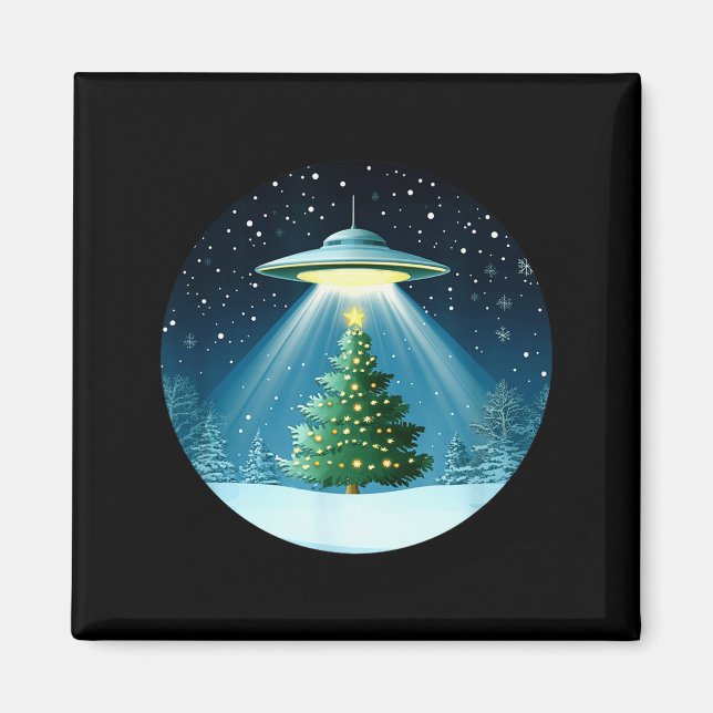 Christmas Tree Beamed By Ufo For Interstellar Holi Magnet (Vorne)