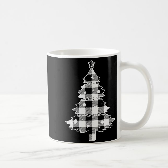 Christmas Tree Black &amp; White Buffalo Plaid Mer Kaffeetasse (Rechts)