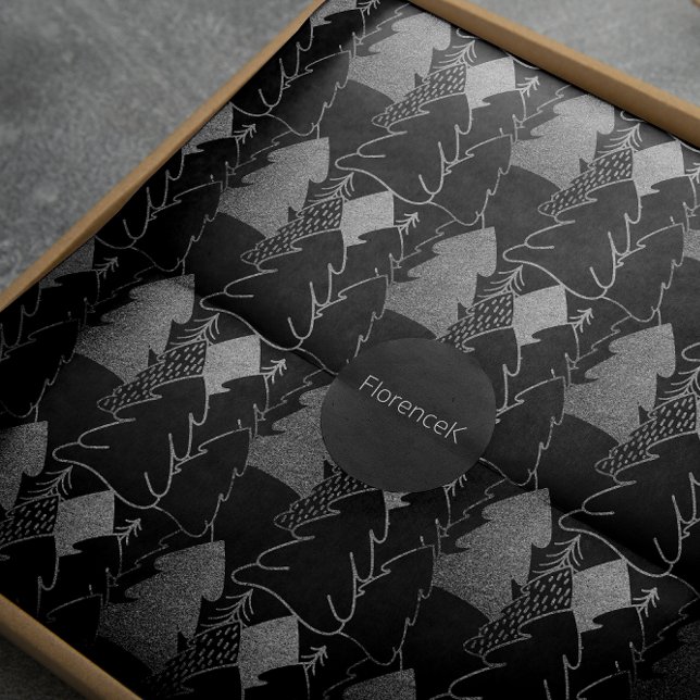 Christmas Tree Black Silver Gray Extravaganter Gli Geschenkpapier (Christmas Tree Black Silver Gray Fancy Glitter Wrapping Paper)