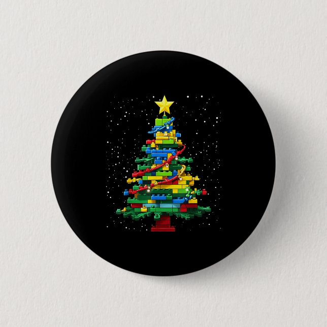 Christmas Tree Block Brick Building Xmas Master Bu Button (Vorderseite)