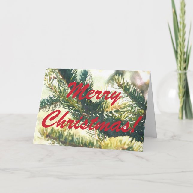 CHRISTMAS TREE BRANCHES MERRY CHRISTMAS KARTE (Vorderseite)