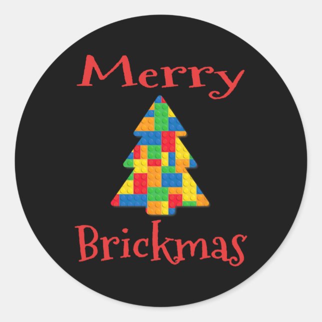 Christmas Tree Brick Master Builder Brick Set Bloc Runder Aufkleber (Vorderseite)