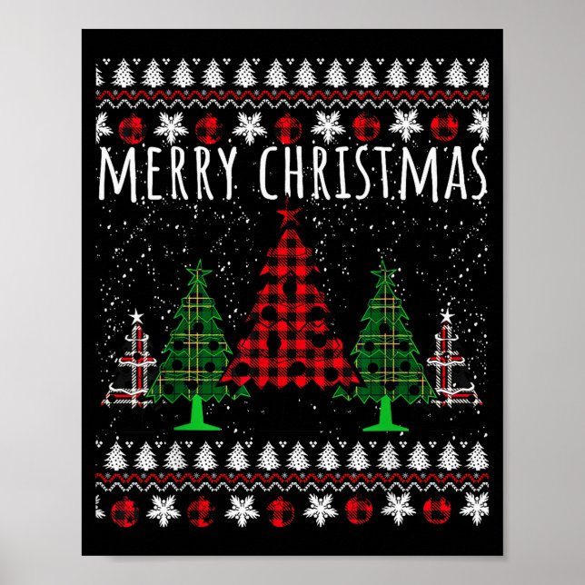 Christmas Tree Buffalo Gingham Plaid  Poster (Vorne)