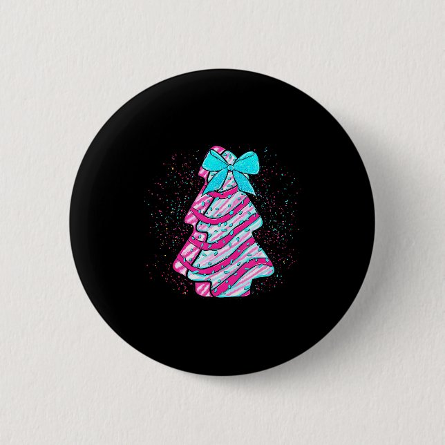 Christmas Tree Cake Coquette Bow Xmas Matching Fam Button (Vorderseite)