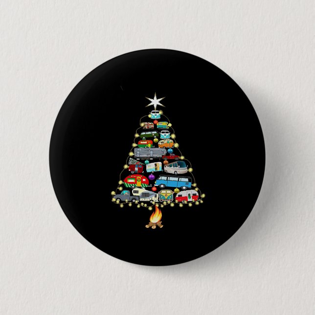 Christmas Tree Camper Vehicles Camping RVing Button (Vorderseite)