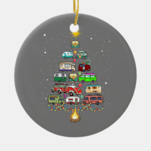 Christmas Tree Camper Vehicles Camping RVing Trail Keramik Ornament