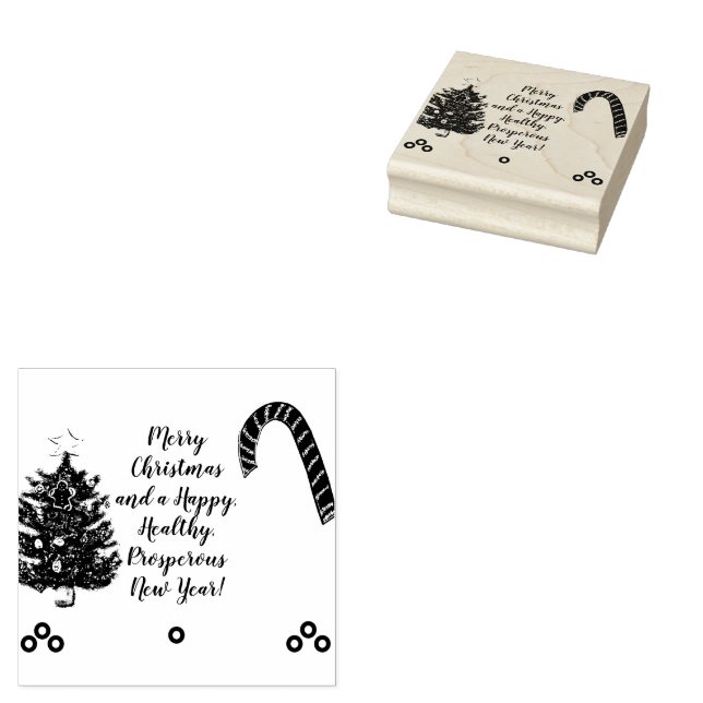 Christmas Tree Candy Cane Greetings Gummistempel (Stempel)