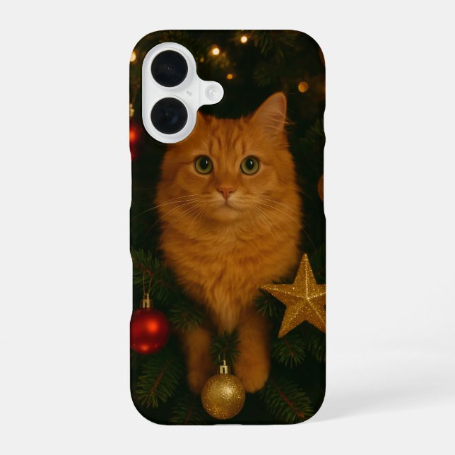 Christmas Tree Cat iPhone 16 Case iPhone 16 Hülle (Rückseite)