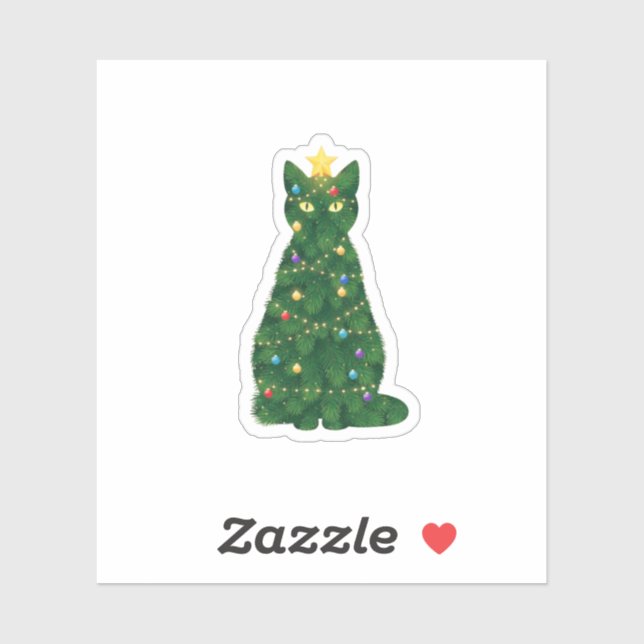 Christmas Tree Cat Silhouette — Festive Holiday  Aufkleber (Blatt)