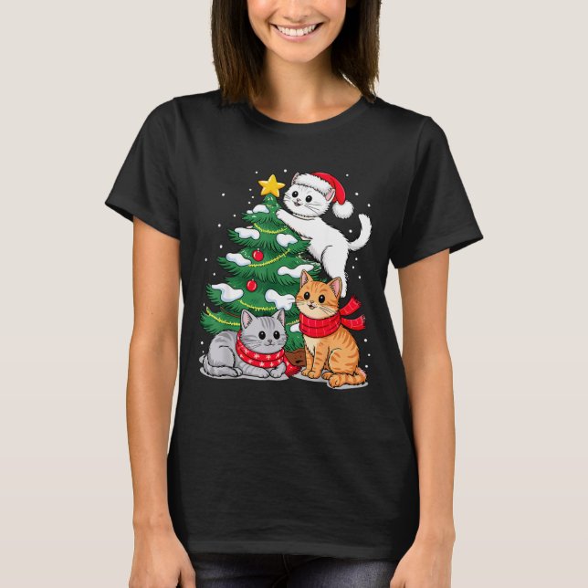 Christmas Tree Cats Xmas  T-Shirt (Vorderseite)