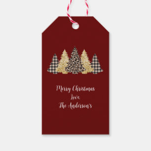Christmas Tree Cheetah Print Buffalo Karierter Gli Geschenkanhänger