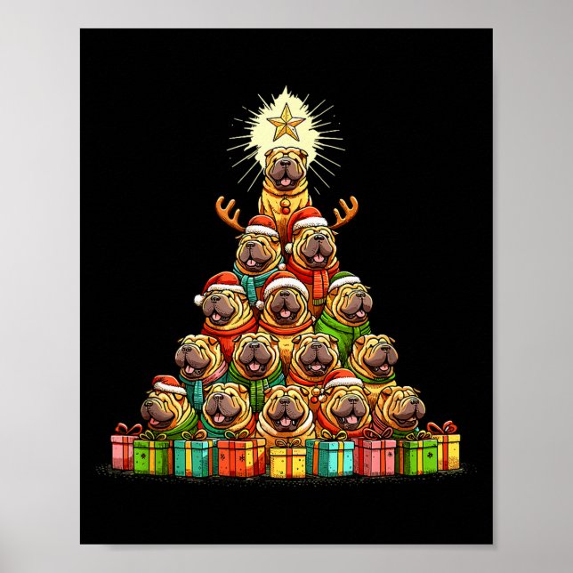 Christmas Tree Chinese Shar-pei Shar Pei  Poster (Vorne)