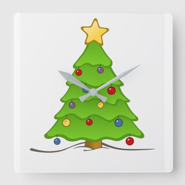 CHRISTMAS TREE CHRISTMAS CLOCK QUADRATISCHE WANDUHR (Vorderseite)