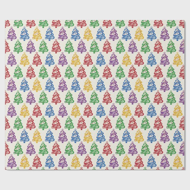 Christmas Tree Colourful Xmas Geschenkpapier (Flach)