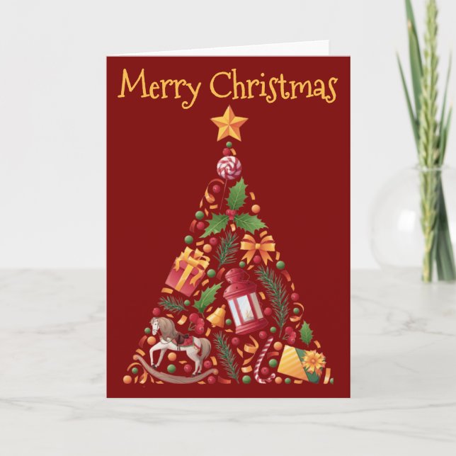 Christmas Tree design with greeting - blank Karte (Vorderseite)