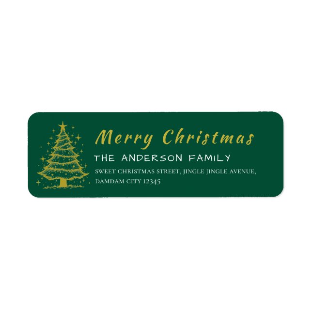Christmas Tree Elegant Simple Return Address (Vorne)
