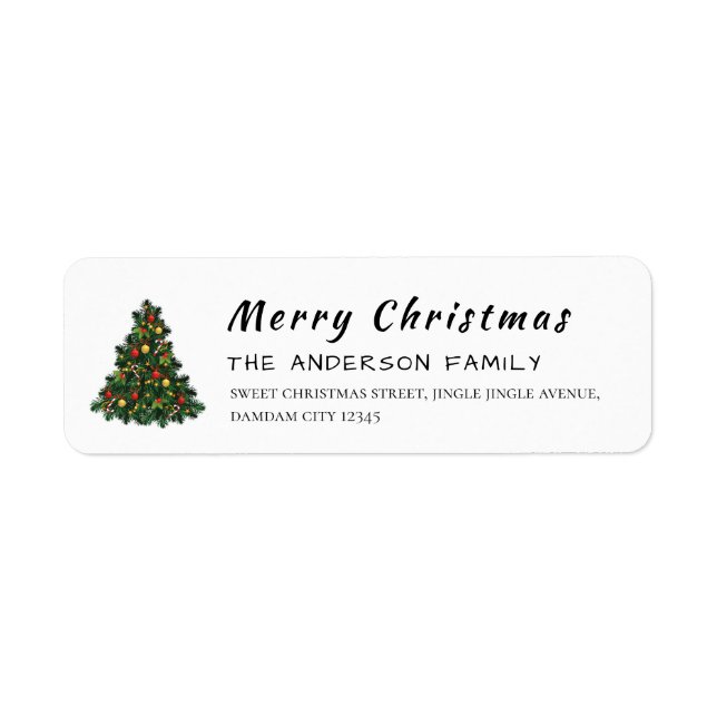 Christmas Tree Elegant Simple Return Address (Vorne)