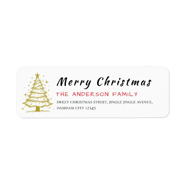 Christmas Tree Elegant Simple Return Address (Vorne)