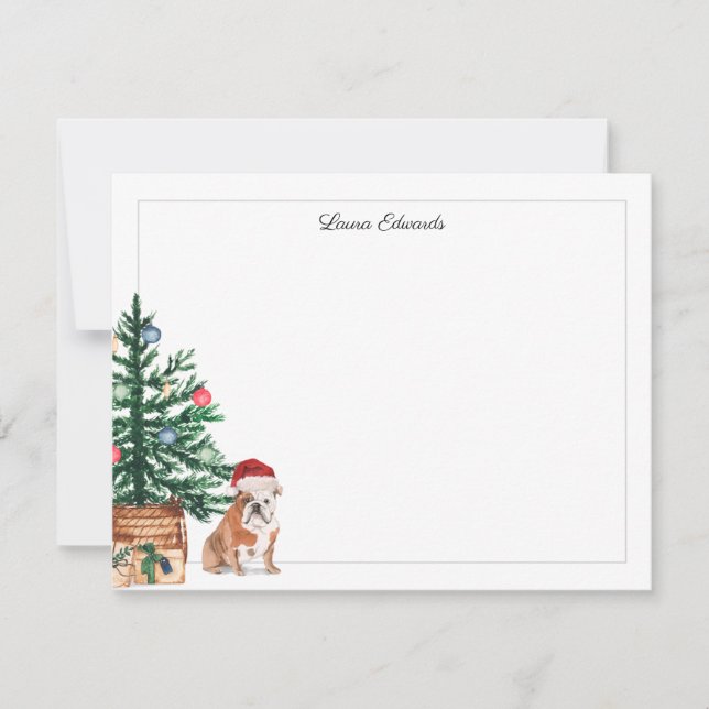 Christmas Tree English Bulldog Holiday Mitteilungskarte (Vorderseite)