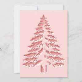 Christmas Tree Faux Embossed Distressed Chic Pink Feiertagskarte