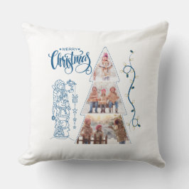Christmas Tree Foto Collage Blue Style Kissen