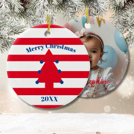 Christmas Tree Foto Red Blue White Keramik Ornament