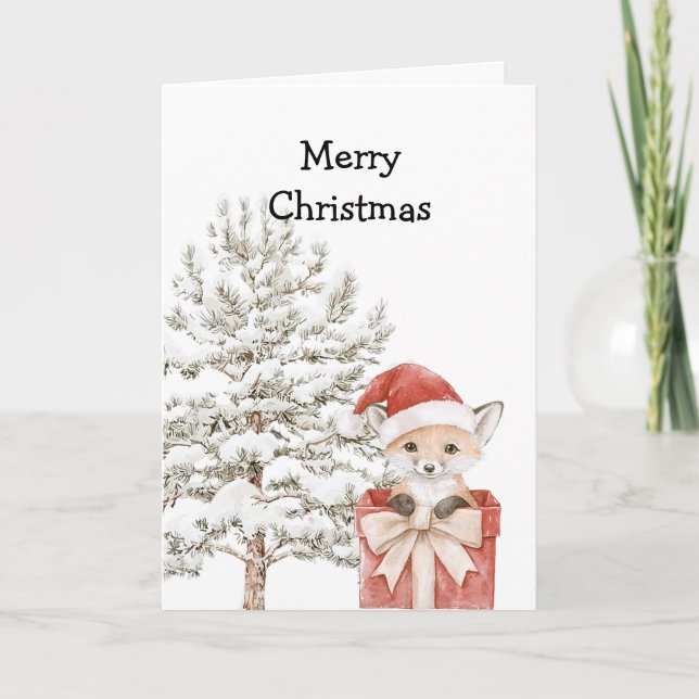 Christmas Tree Fox in a Box Karte (Vorderseite)