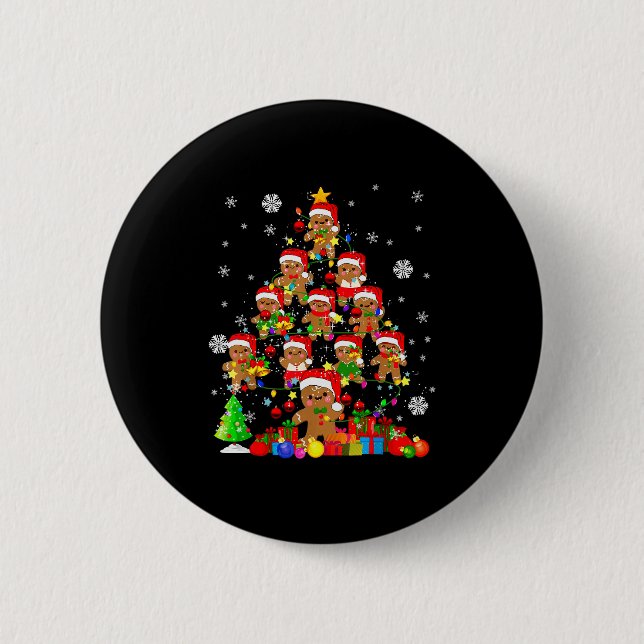Christmas Tree Gingerbread Christmas Santa Gingerb Button (Vorderseite)