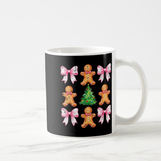 Christmas Tree Gingerbread Man Bow Pattern Xmas Gi Kaffeetasse (Rechts)